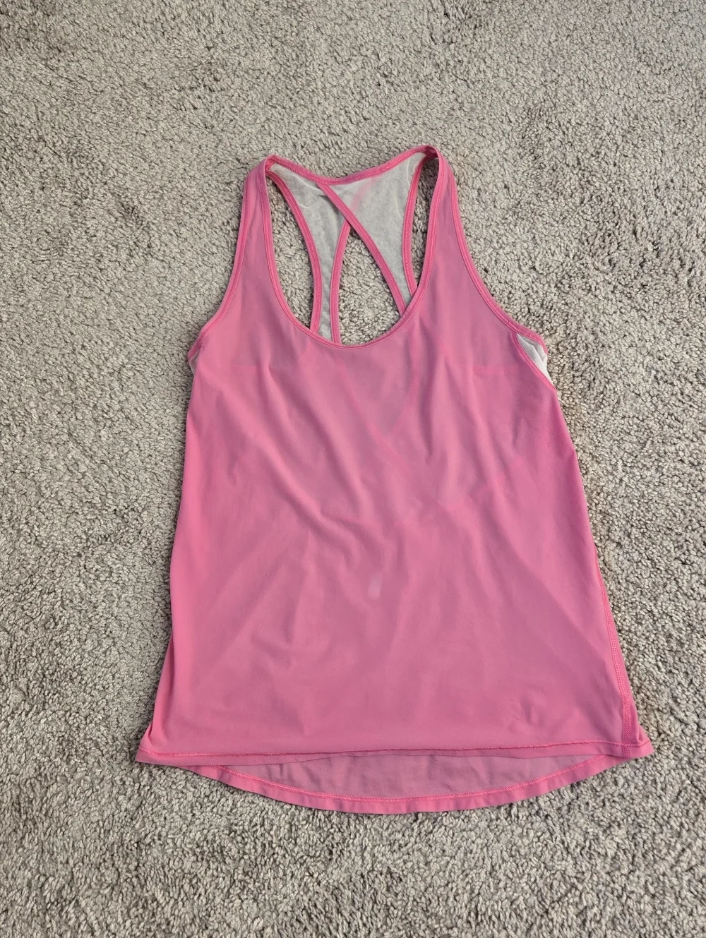 Lululemon Womens Size 6 Tranquil Tank Pink White Mesh Tranquil ‎ Pink White
